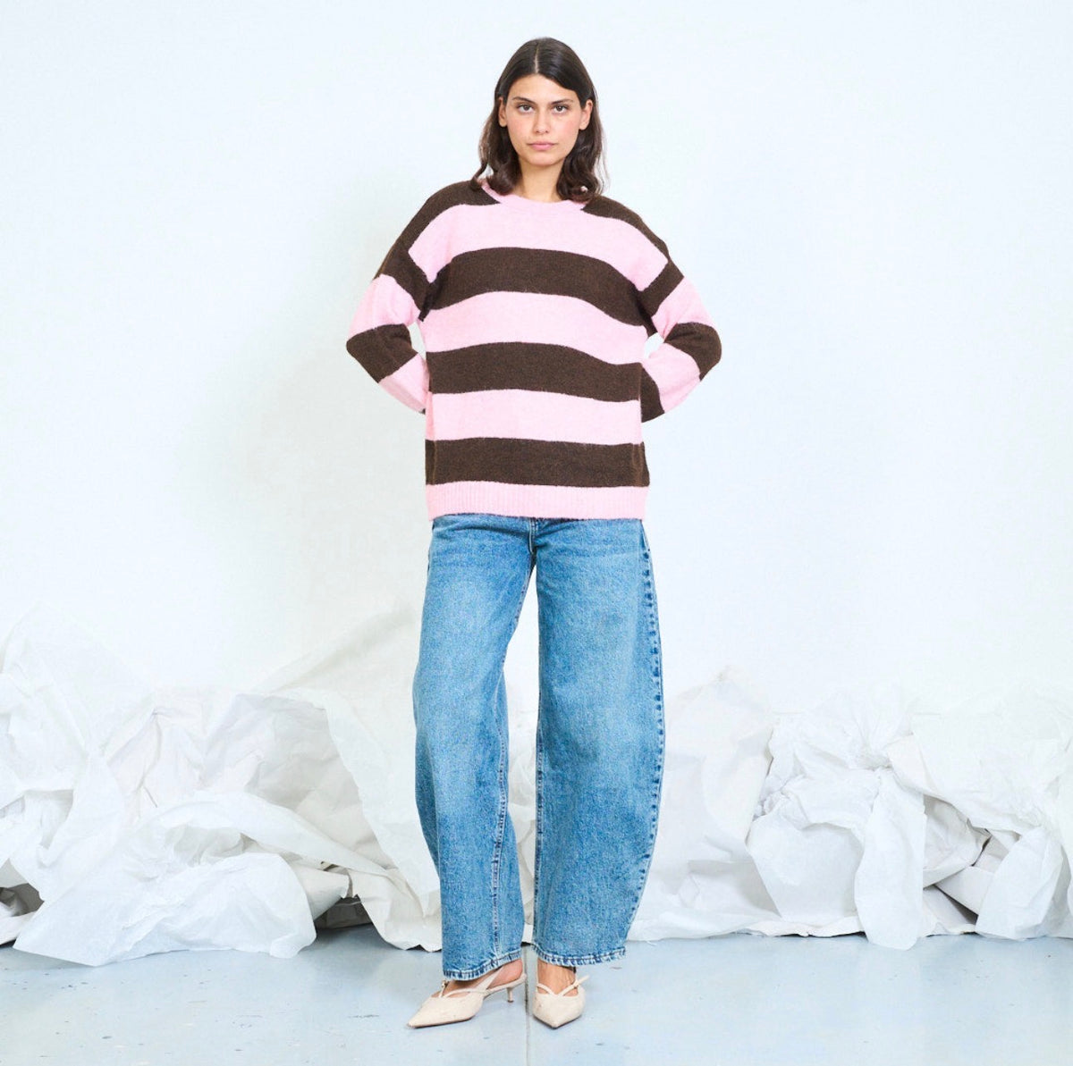 Lana wool contrast-striped Knit sweater