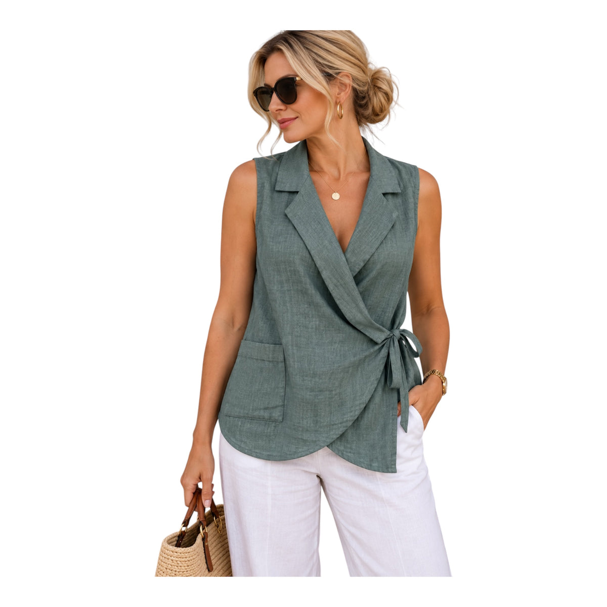 Pure Linen wrap Top for Women