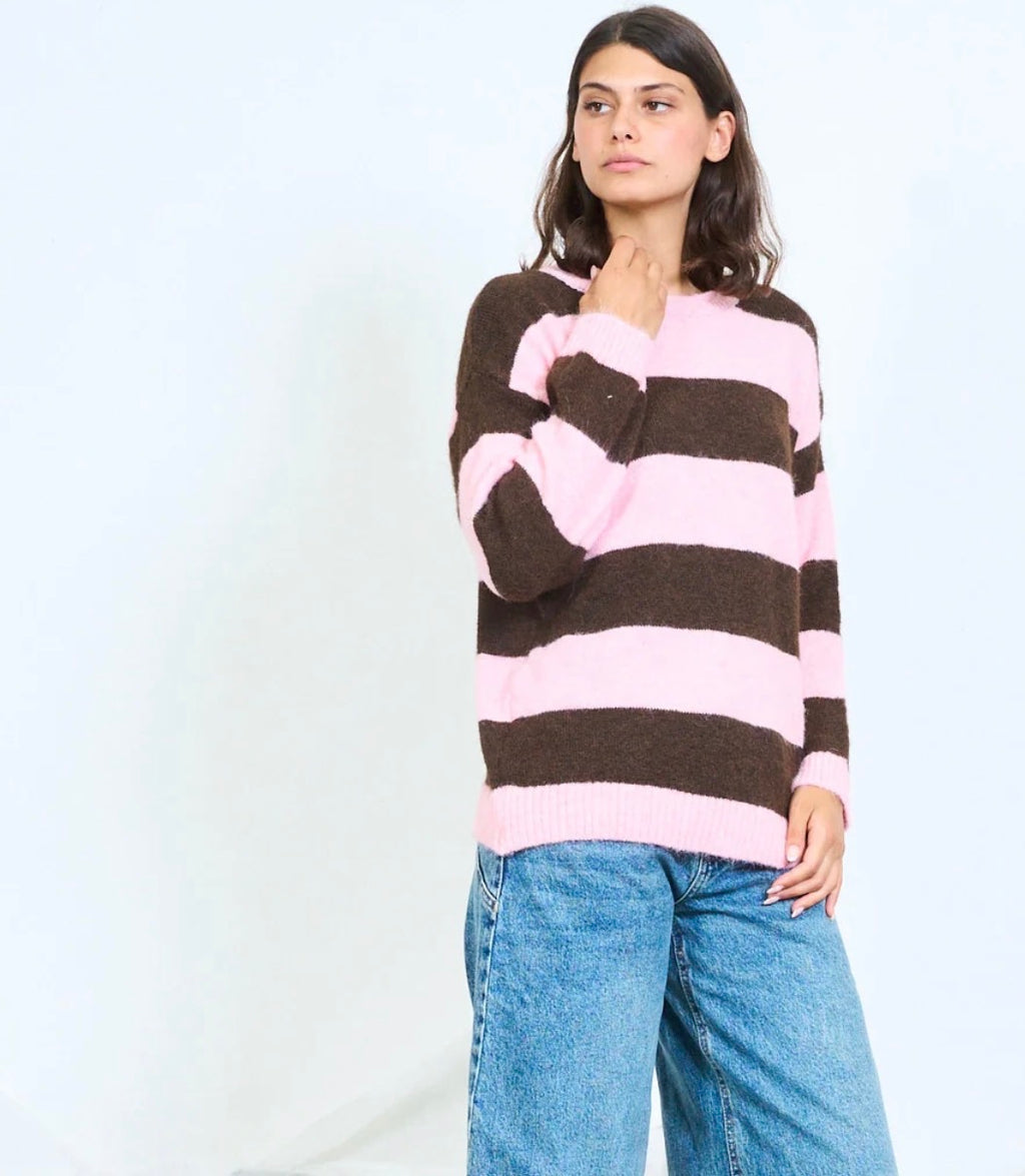 Lana wool contrast-striped Knit sweater