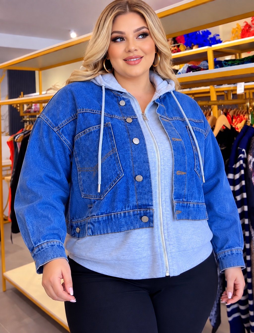 Quality Italian Denim hoodie jacket