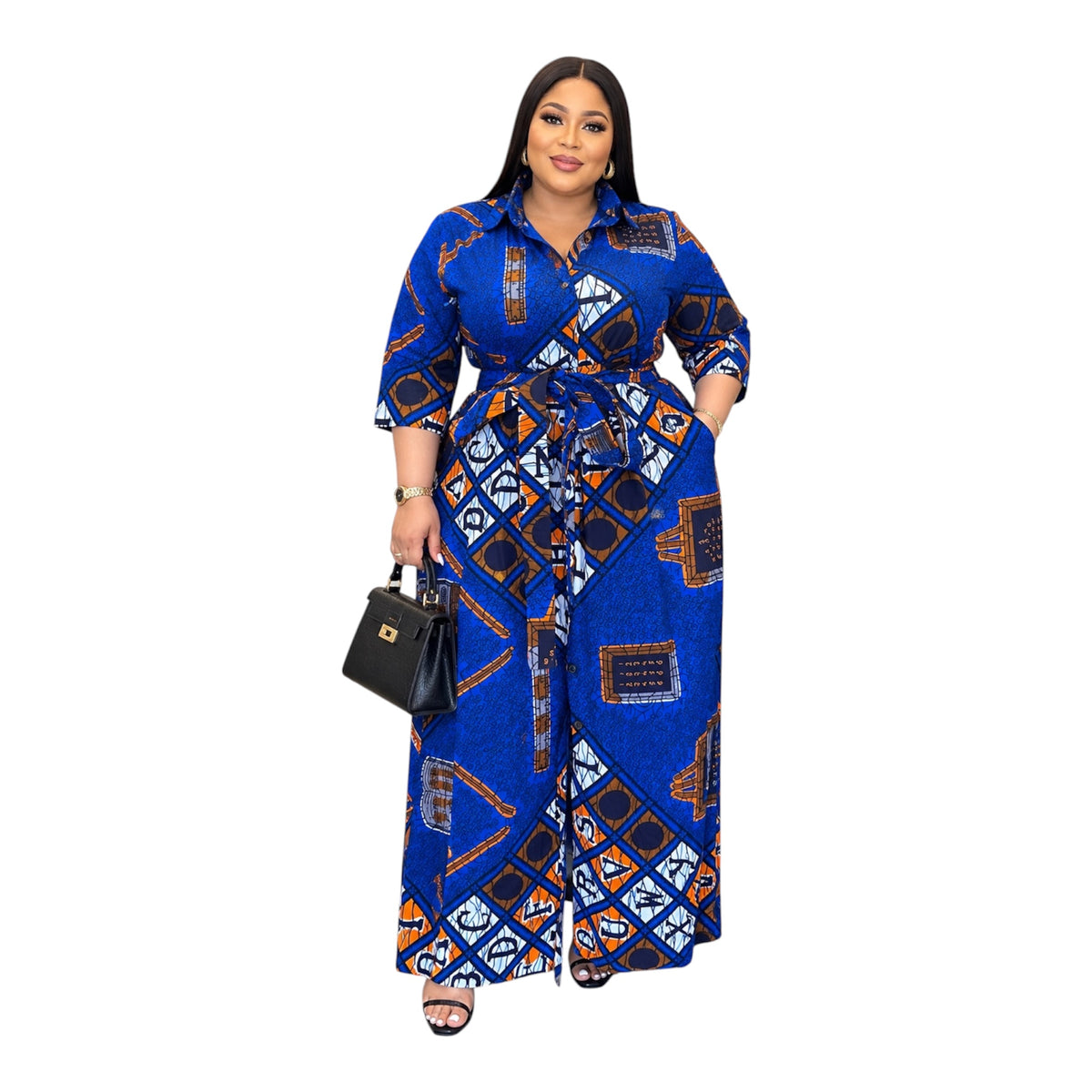 Fully lined Ankara Button down dress