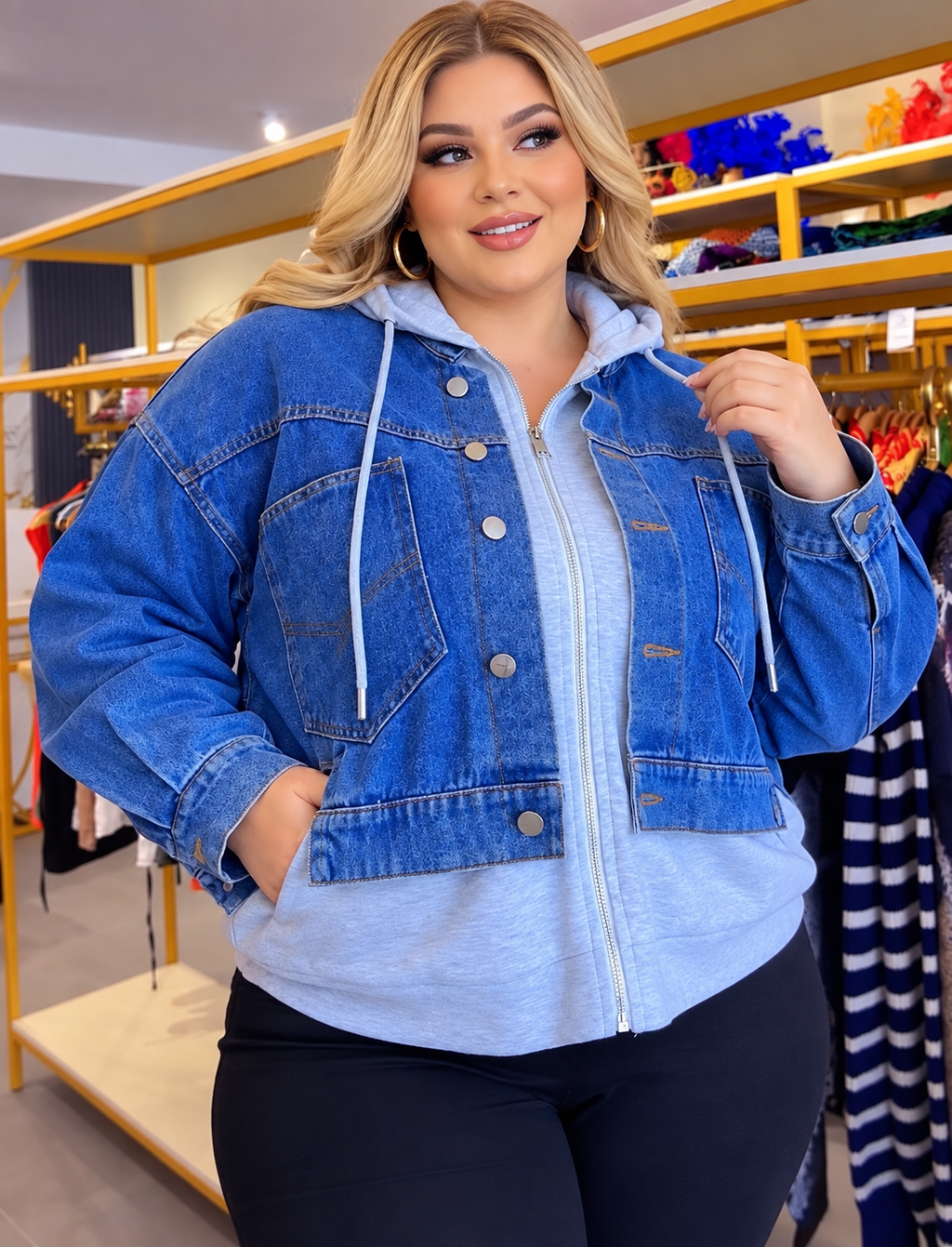 Quality Italian Denim hoodie jacket