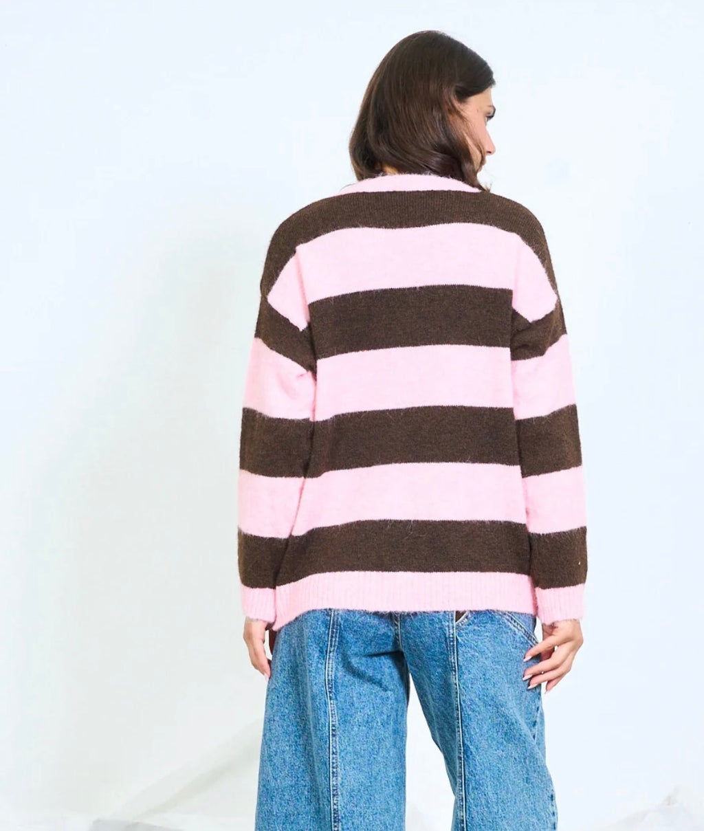 Lana wool contrast-striped Knit sweater