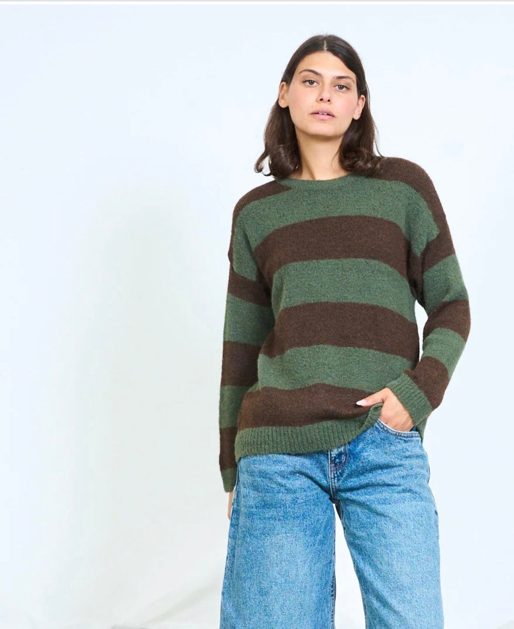 Lana wool contrast-striped Knit sweater