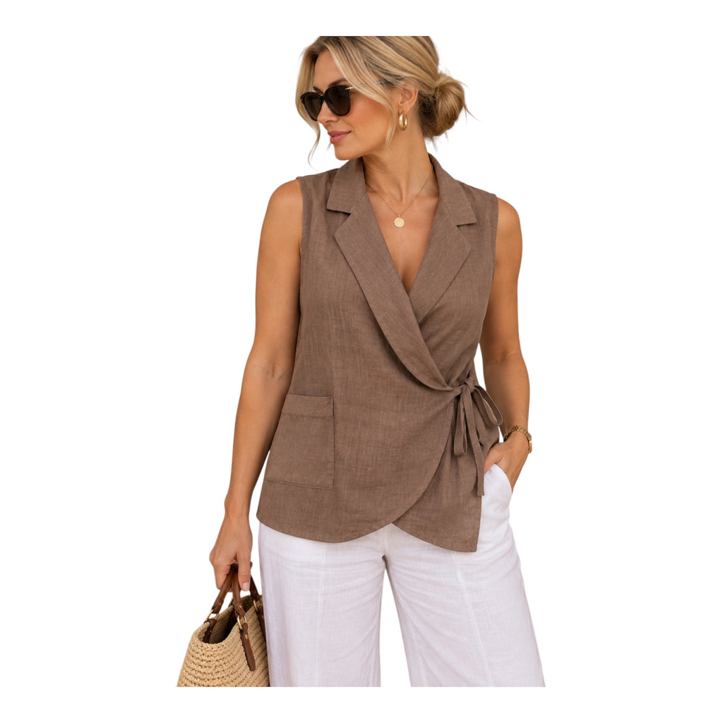 Pure Linen wrap Top for Women