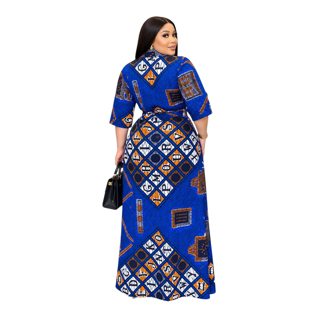 Fully lined Ankara Button down dress