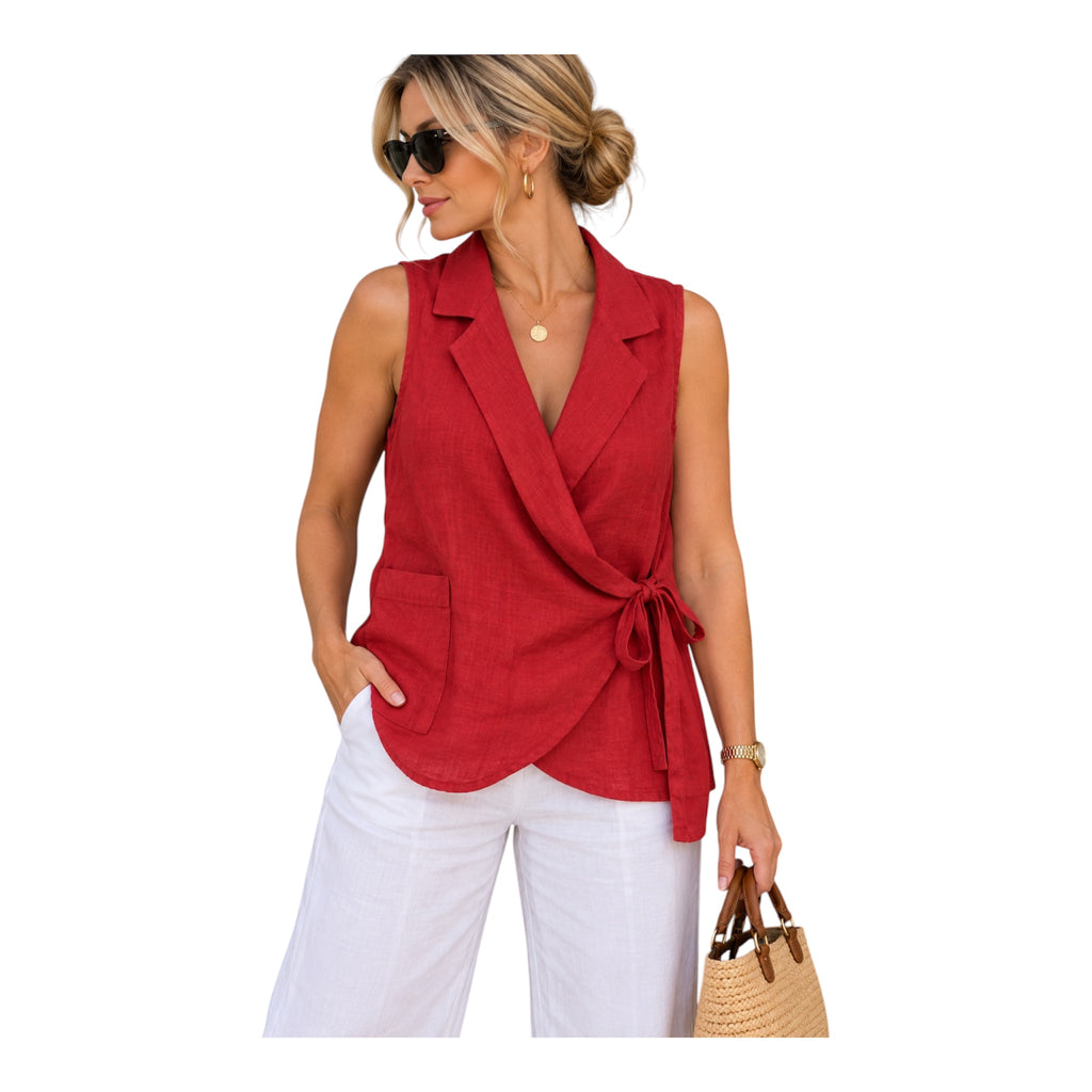 Pure Linen wrap Top for Women
