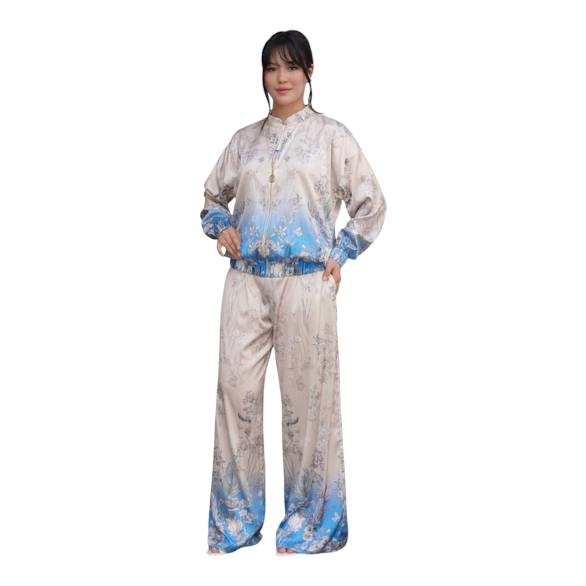 Elegant three-piece women's set made of silky fabric