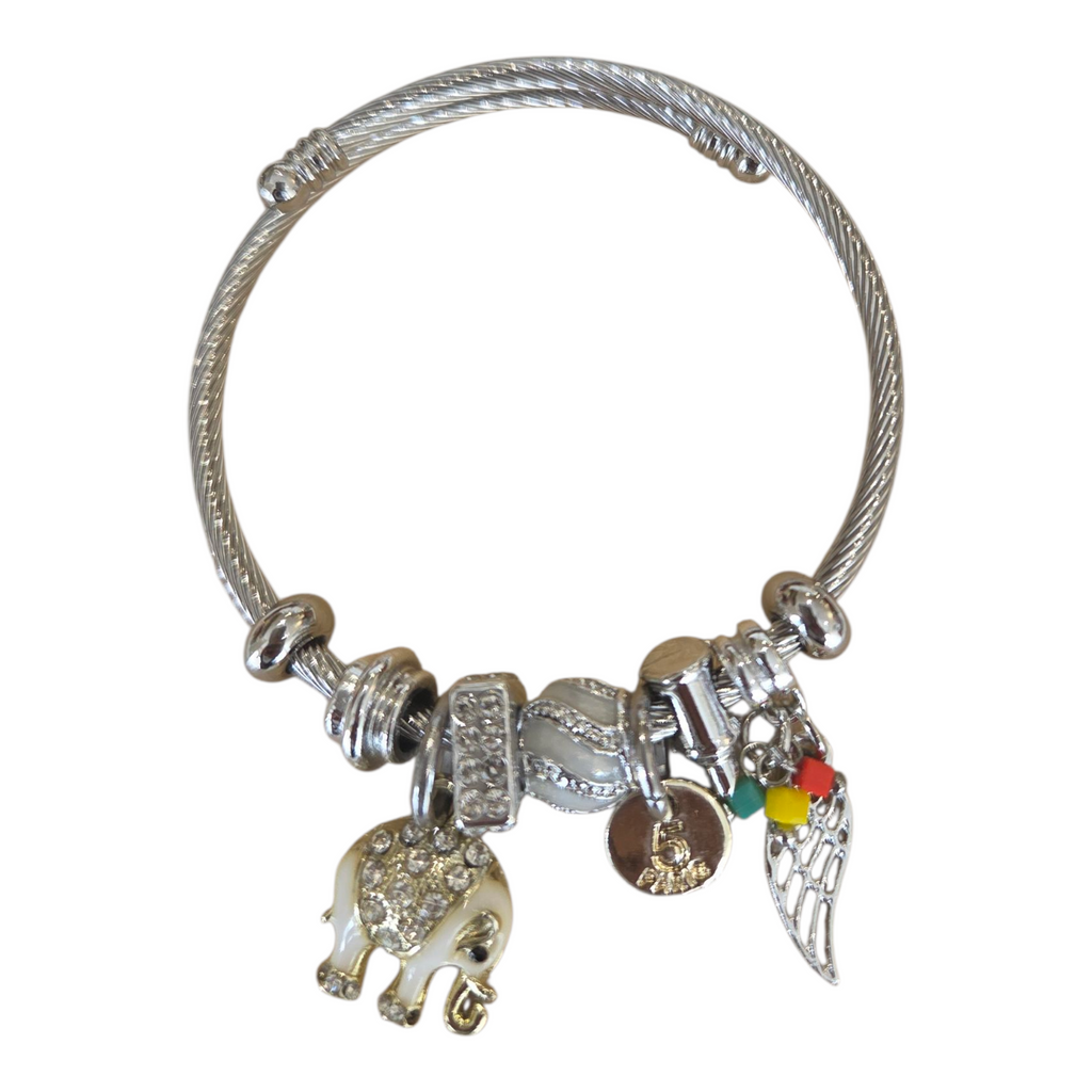 Charm Armbänder Damenarmband aus Edelstahl – Gliederarmband mit Perlen und Kristall-Anhänger