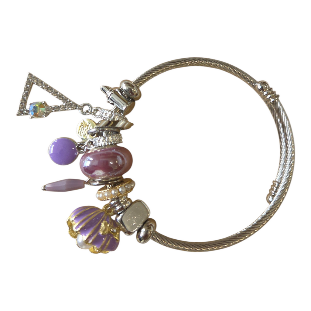 Charm Armbänder Damenarmband aus Edelstahl – Gliederarmband mit Perlen und Kristall-Anhänger