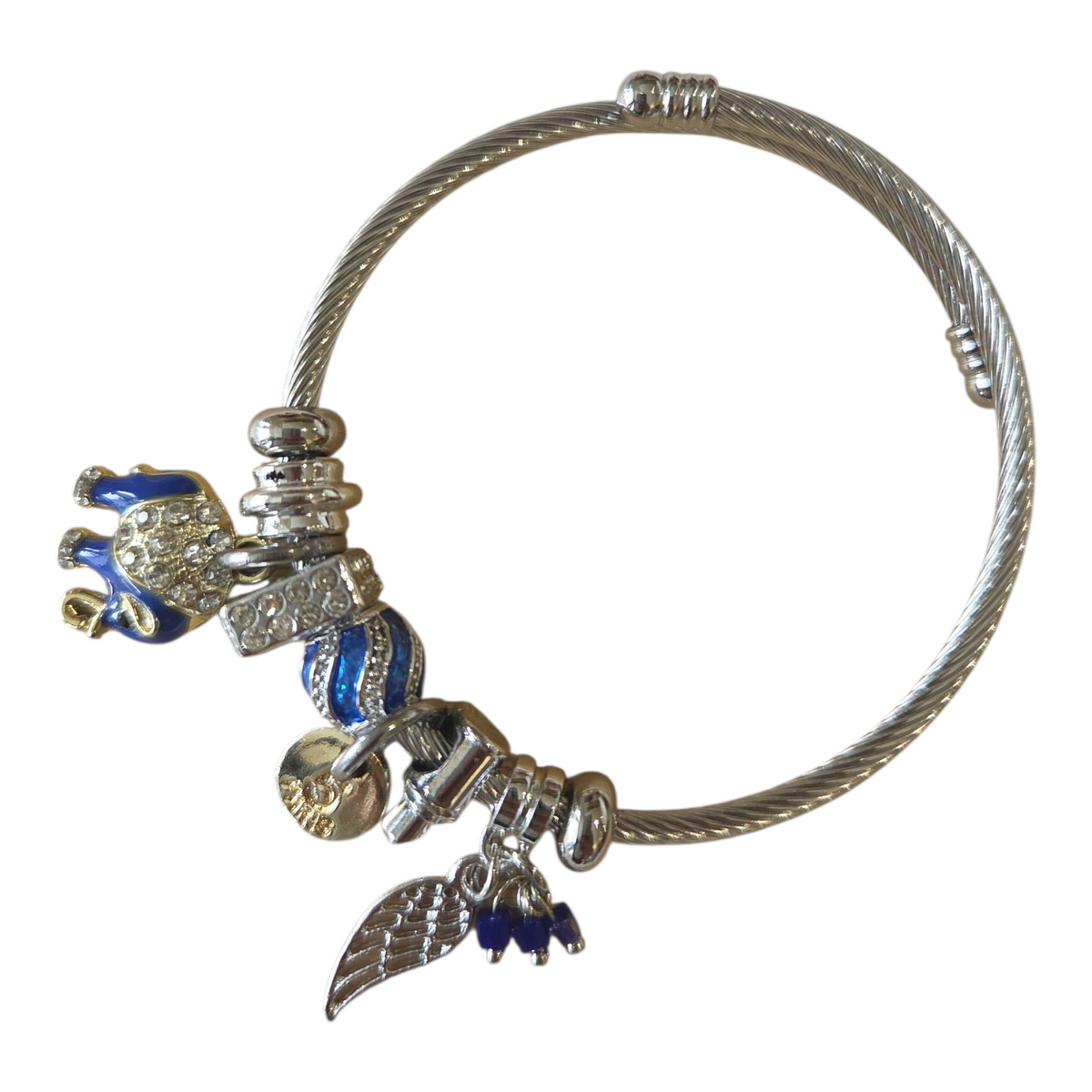 Charm Armbänder Damenarmband aus Edelstahl – Gliederarmband mit Perlen und Kristall-Anhänger