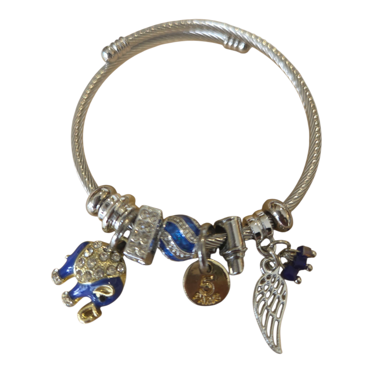 Charm Armbänder Damenarmband aus Edelstahl – Gliederarmband mit Perlen und Kristall-Anhänger
