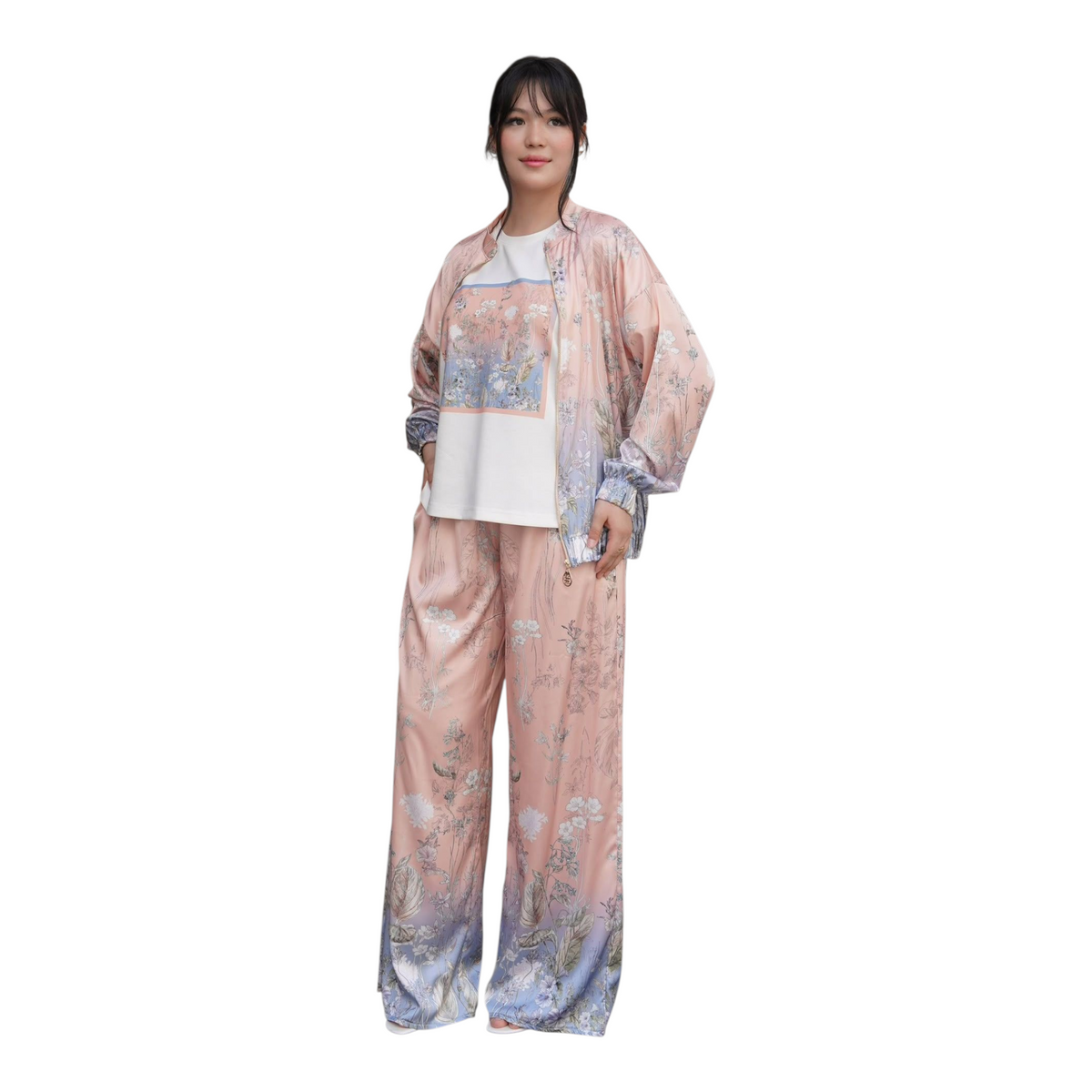 Elegant 3-piece women's set made of silky fabric